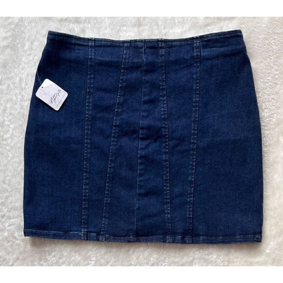 NWT Free People We the Free Layla Denim Mini Skirt in Deep Indigo, Size 10 - Picture 16 of 16